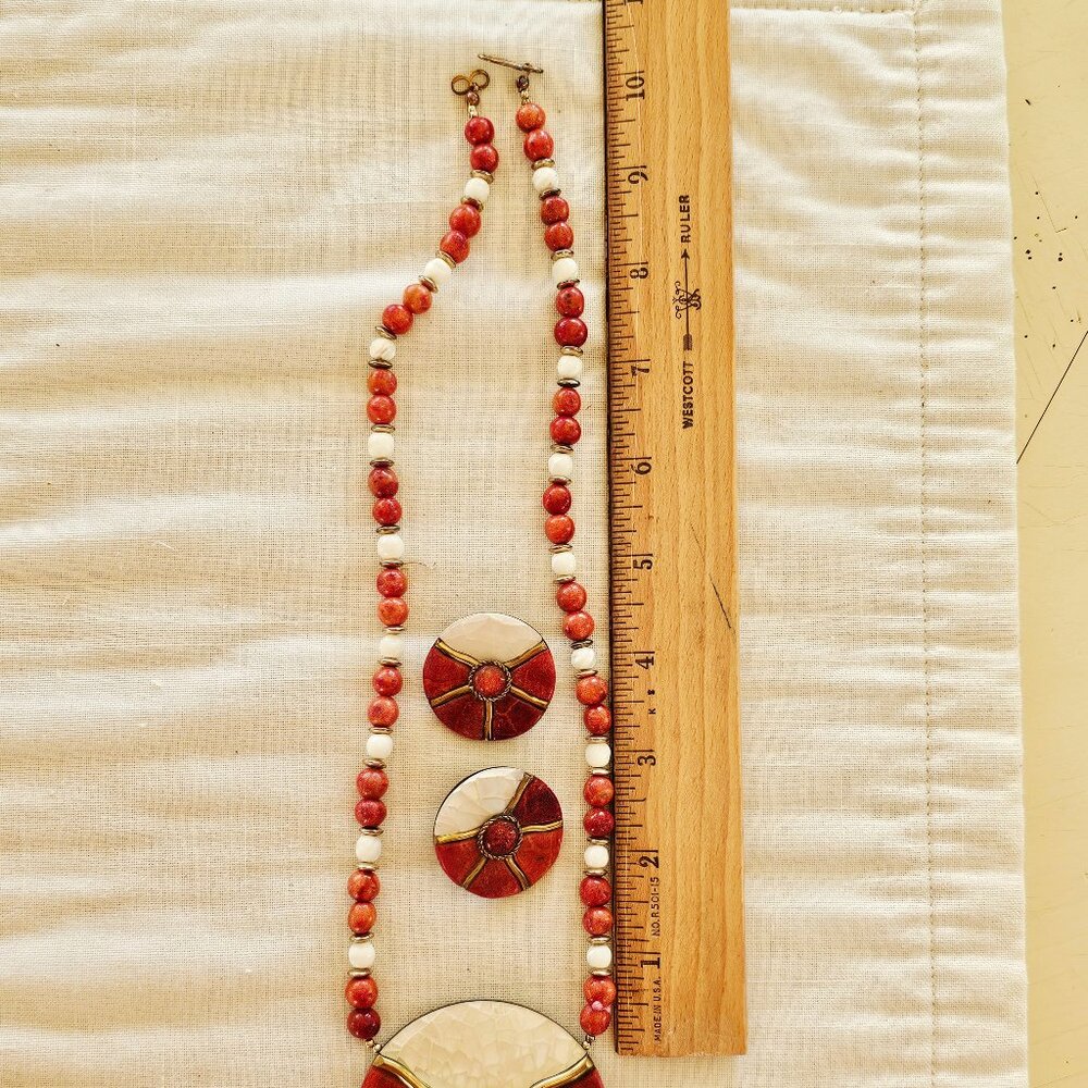 Vintage, beaded, statement necklace and earrings, excellent condition - Picture 2 of 15